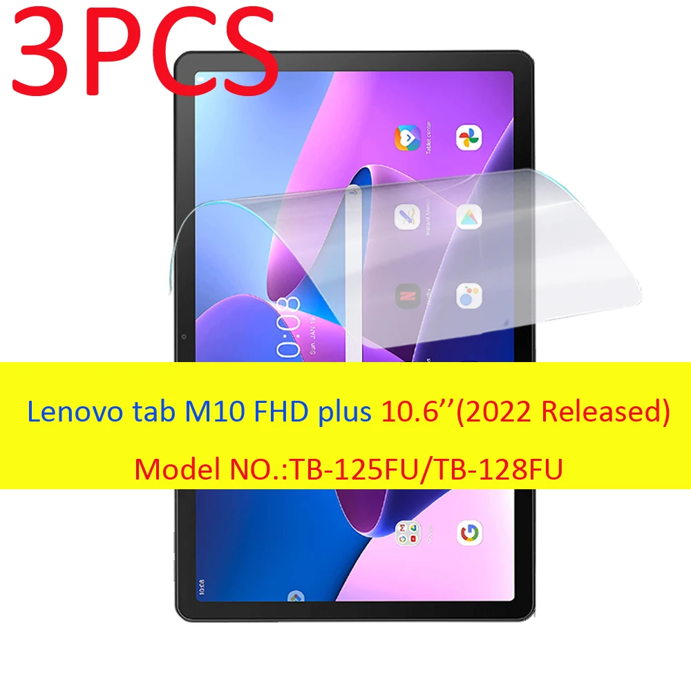 

3PCS Soft PET screen protector for Lenovo tab M10 FHD plus 3rd Gen 10.6'' 2022 TB-125U tablet anti-explosion protective film