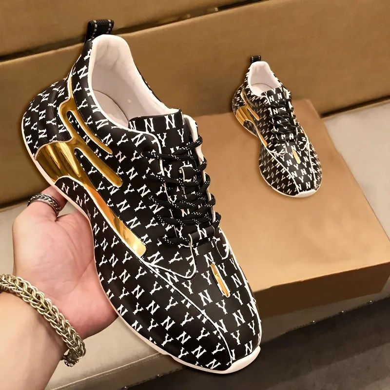 

Luxury Brand Men Shoes Fashion Leather Casual Shoe Lace Up Sneakers for Men Platform Running Shoes Tenis Shoes Zapatillas Hombre