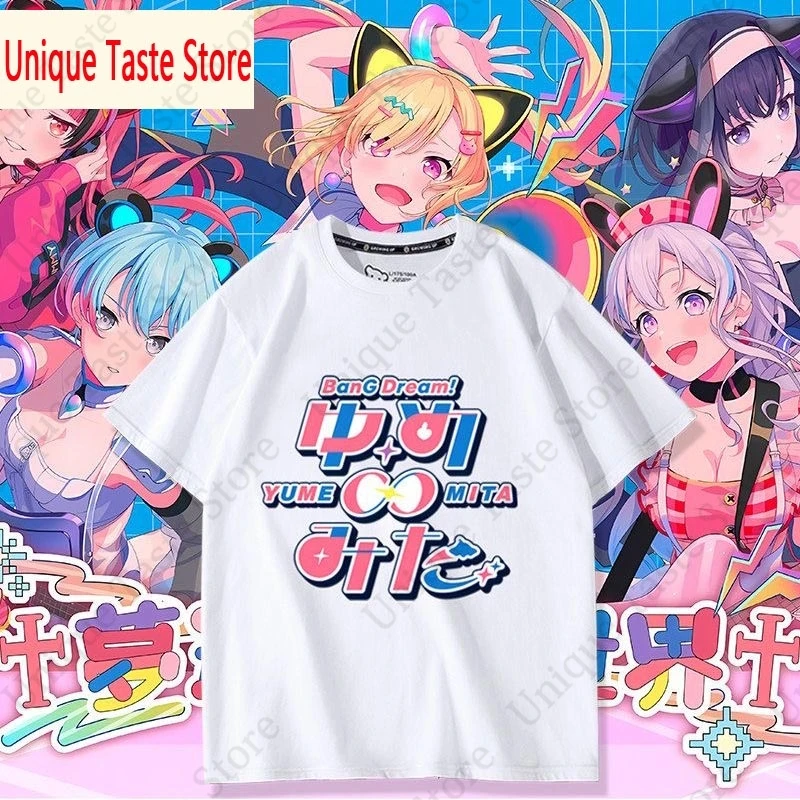 ‌ BanG Dream! Camiseta con estampado YUME∞MITA Mugendai Mewtype, estilo Harajuku, manga corta, de algodón, para uso diario de otakus, para hombres y mujeres.