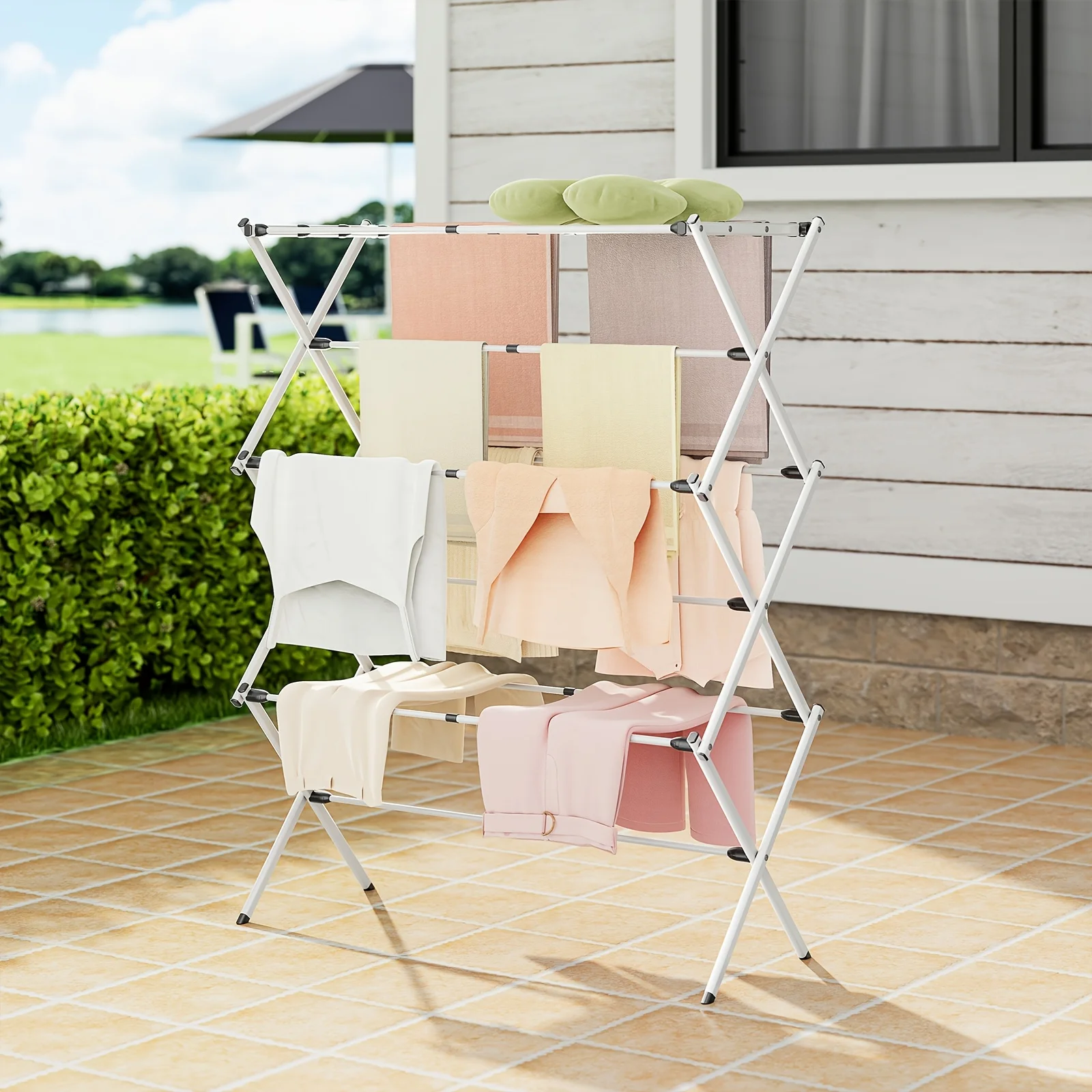 Foldable Extendable Clothes Rack, Large Capacity Laundry Drying Stand, Space-Saving Indoor/Outdoor Dryer 45.3"