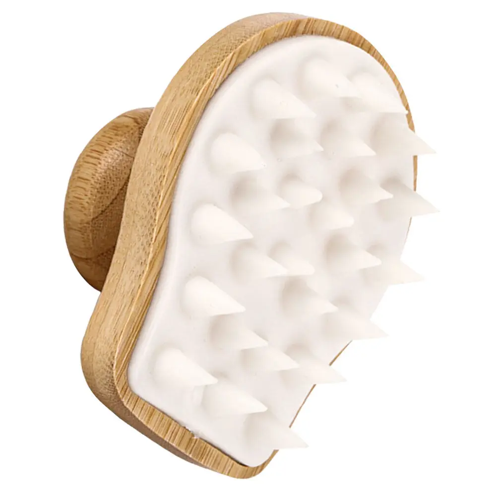 Bamboo Shampoo Scalp Brush Soft Silicone Massage Head Exfoliating Hair Washer Cleaning Brush Scalp Care Shower