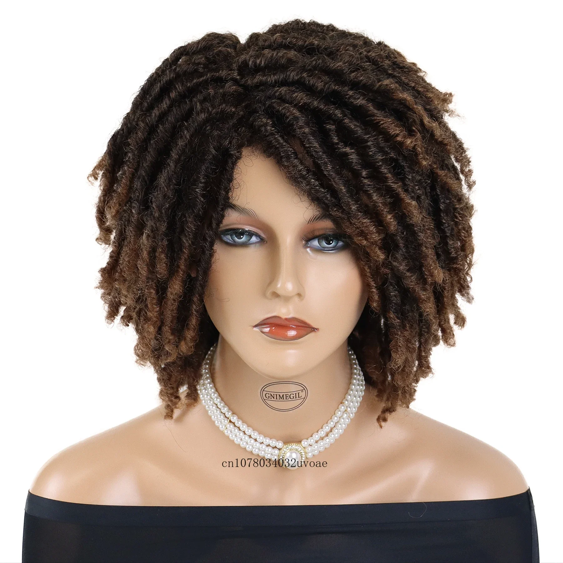 Synthetic Hair 16 Inch Dreadlock Wig Pre Looped Braiding Hair Wig Twist Braiding Afro Curly Braided Wig for Women Colly Costume