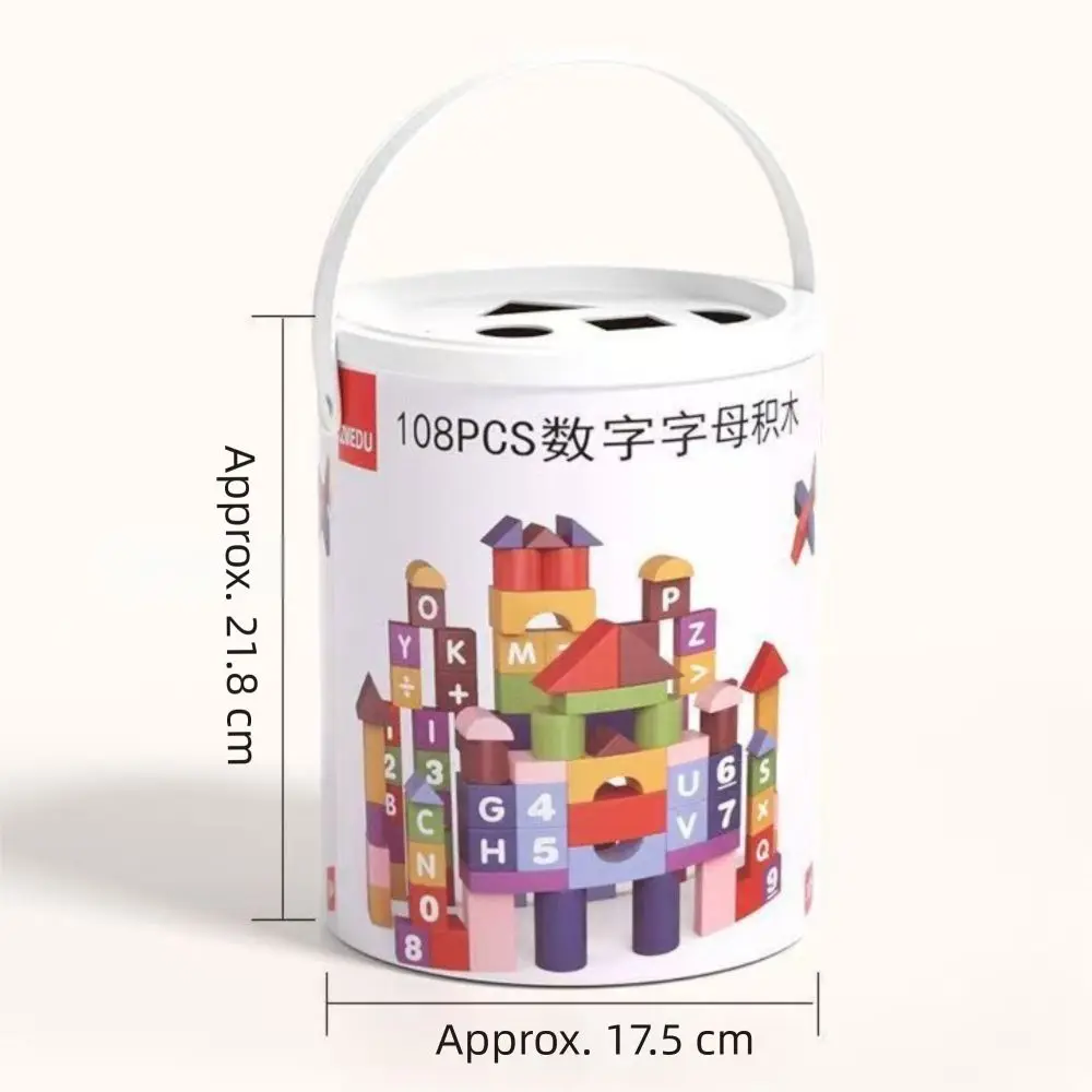 Blocchi di costruzione in legno per l'apprendimento precoce con scatola portaoggetti, blocchi assemblabili creativi per l'impilamento di figure per bambini piccoli