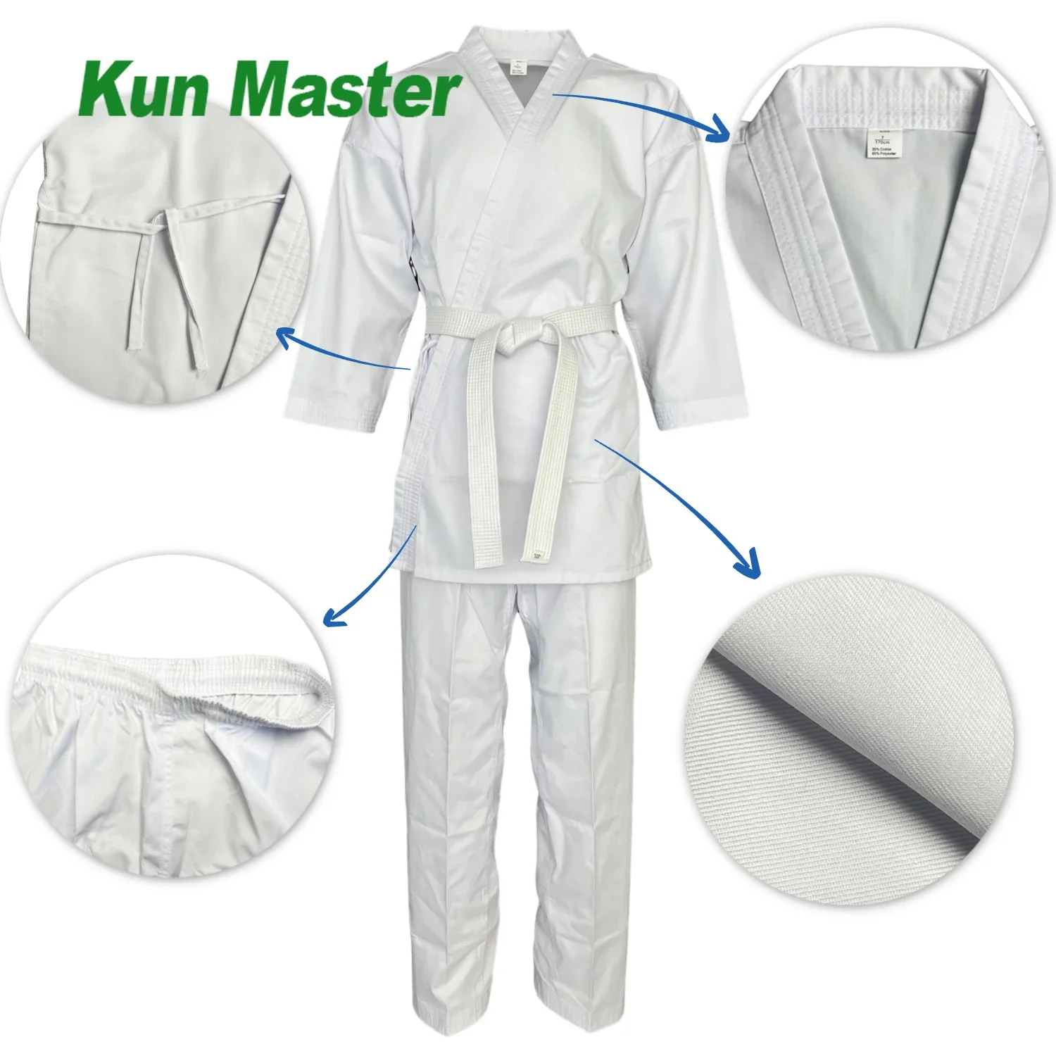 Breathable Karate Uniform Set Lightweight Training Suit for Martial Arts & Aikido Student GI with Elastic Waist Free Belt for Me