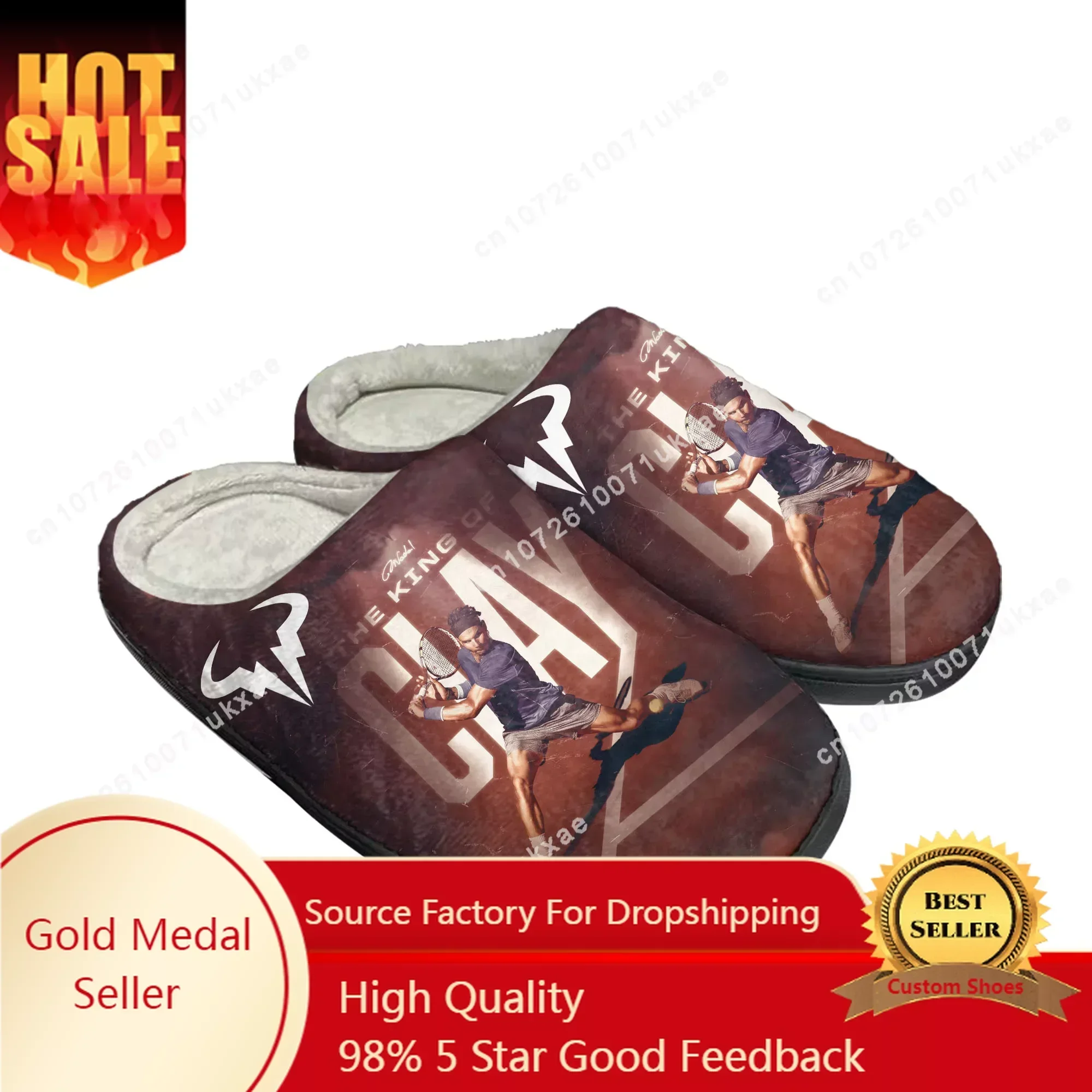 Rafael Nadal Tennis Player Home Cotton Slippers Mens Womens Plush Bedroom Casual Keep Warm Shoes Indoor Customized Shoe