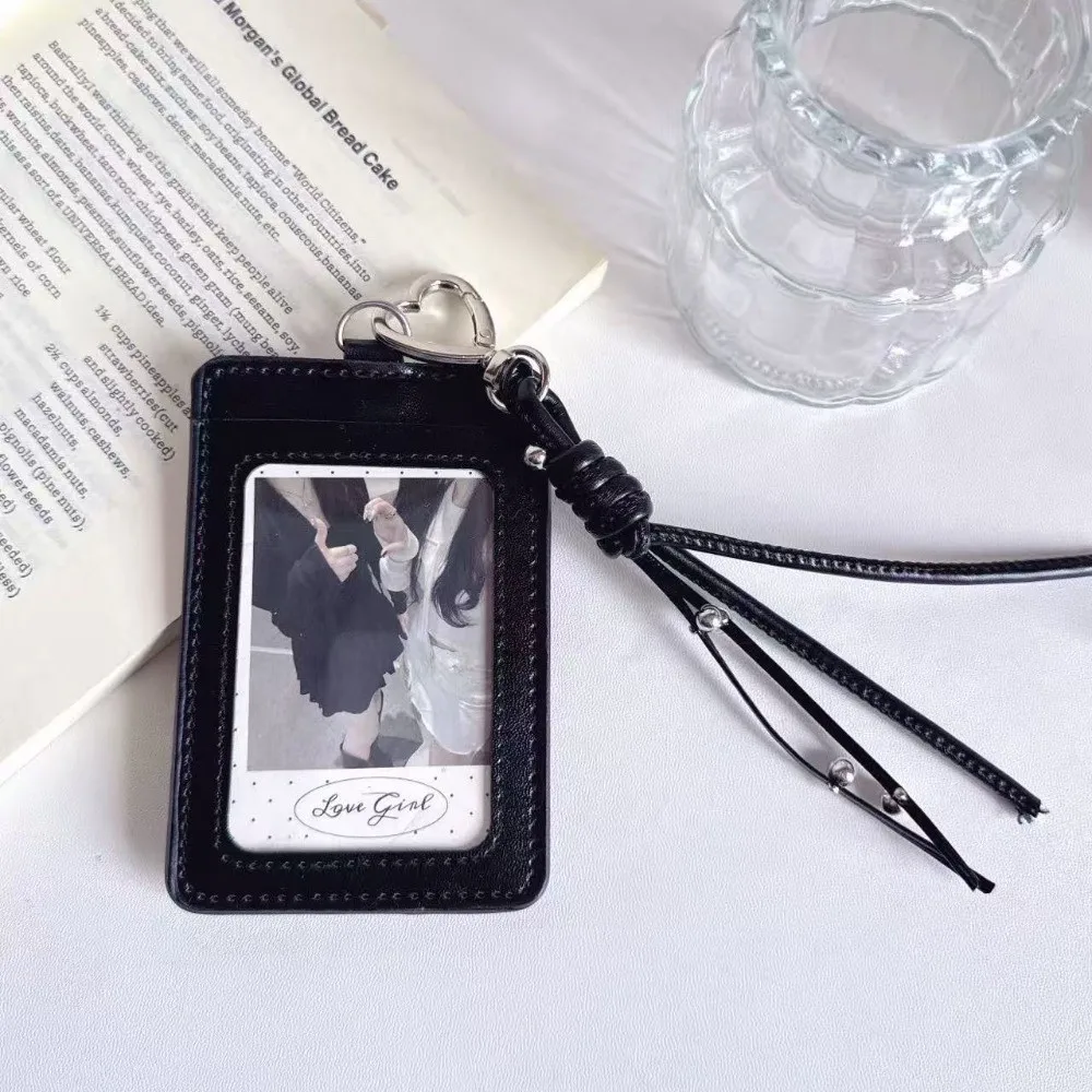 New PU Leather Photcard Holders with Lanyard 3 Inch Kpop Photo Album Card Display Keychain Card Protective Cover Bag Decoration