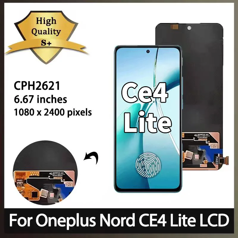 Super AMOLED For OnePlus Nord CE4 Lite LCD Display Touch Screen Digitizer Assembly CPH2621 Display Replacement
