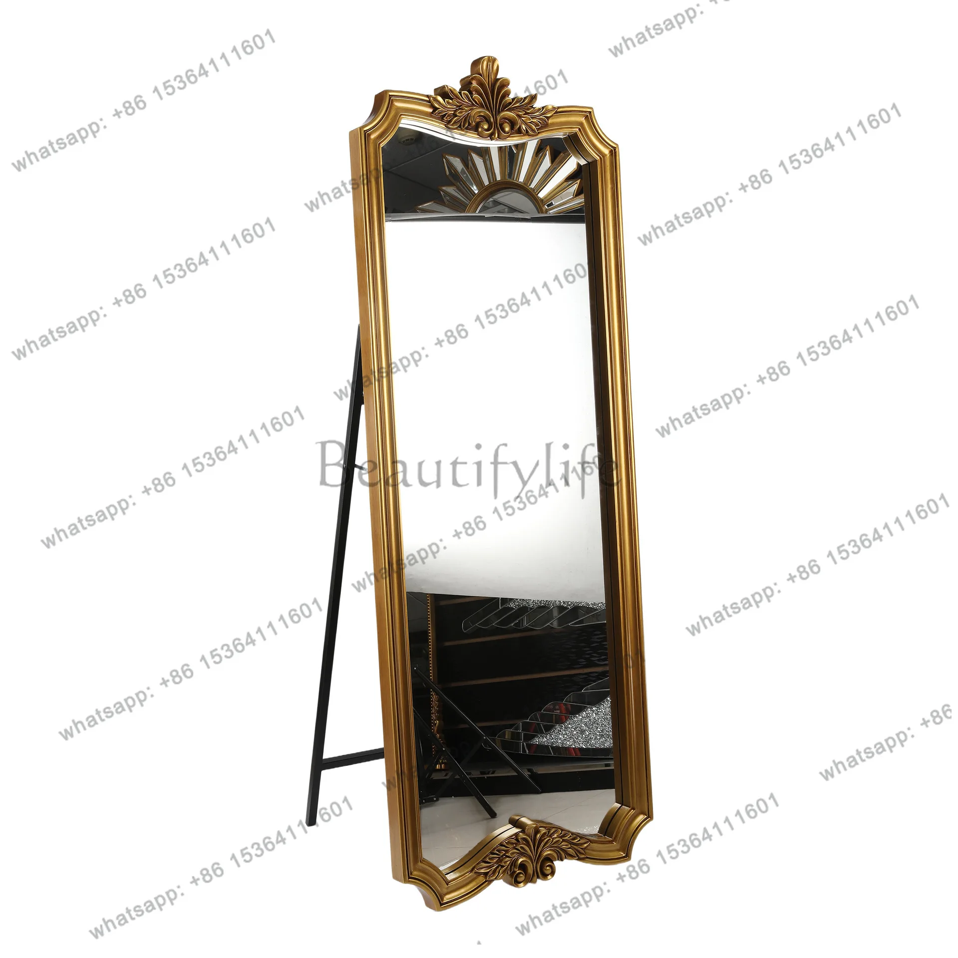PG European carved full-length mirror clothing store French retro floor-to-ceiling full-length mirror