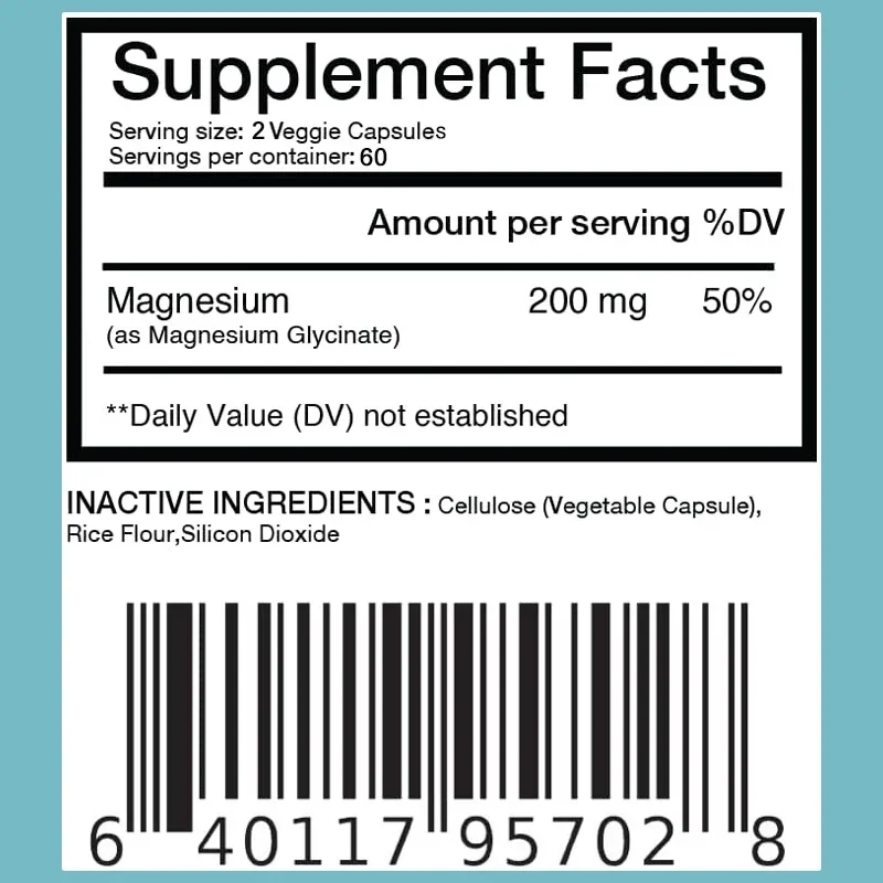 Magnesium Bisglycinate 200mg - Promotes Heart & Bone Health, Relieves Muscle Soreness, Relaxes Mood, and Increases Energy Levels