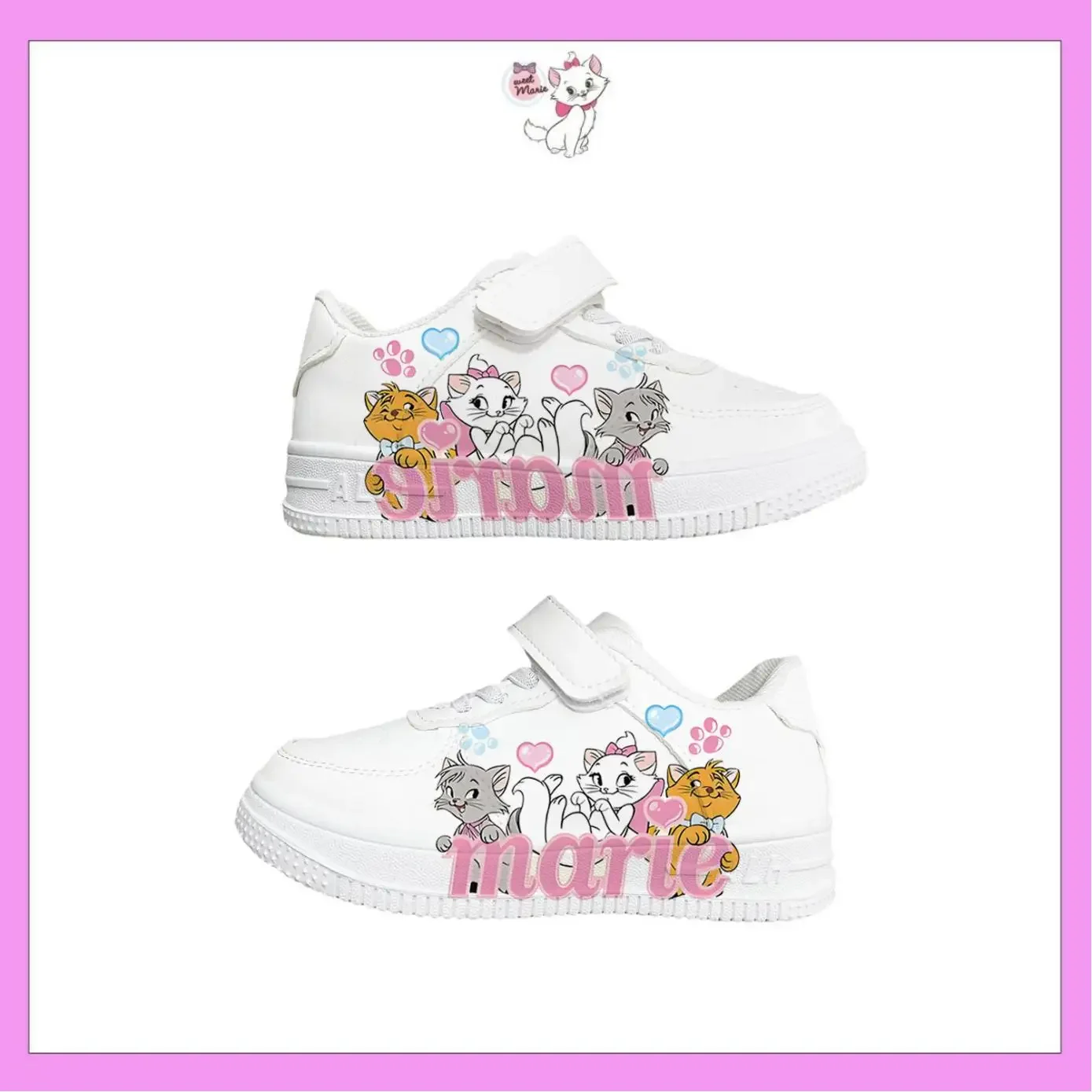 

New Disney kids cartoon Mary Cat cute Casual shoes soft sports shoes for gift EU size 27-38