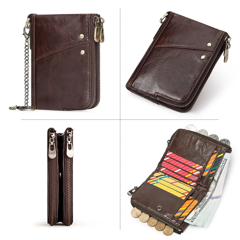 UKF Genuine Leather Men's Wallet Premium Product Real Cowhide Wallets For Man Short Black Wallet Portefeuille Homme Short Purses