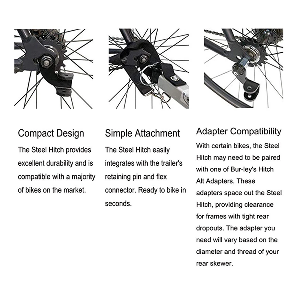 Acoplador de remolque de bicicleta, enganche de acero, codo en ángulo, accesorios de remolque de bicicleta, Material duradero de alta calidad, liberación rápida