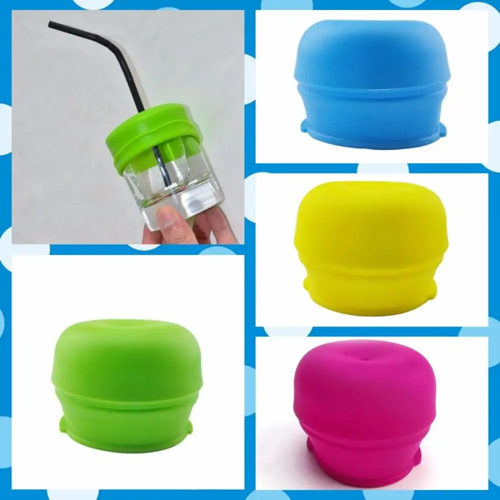 Wear-resistant With Straw Hole Silicone Sippy Cup Lid Spill-Proof Colorful Straw Cup Cover Elastic BPA Free Babies/Toddlers