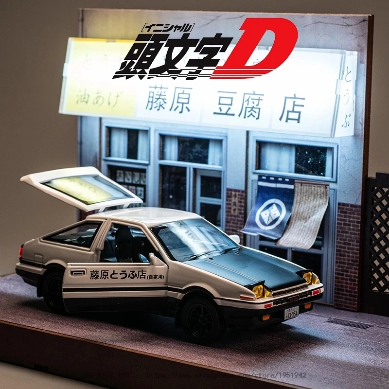 Модель автомобиля 1/32 Initial D AE86 из сплава, игрушки, металлический литый под давлением начал D, Изысканная модель автомобиля с тяговым