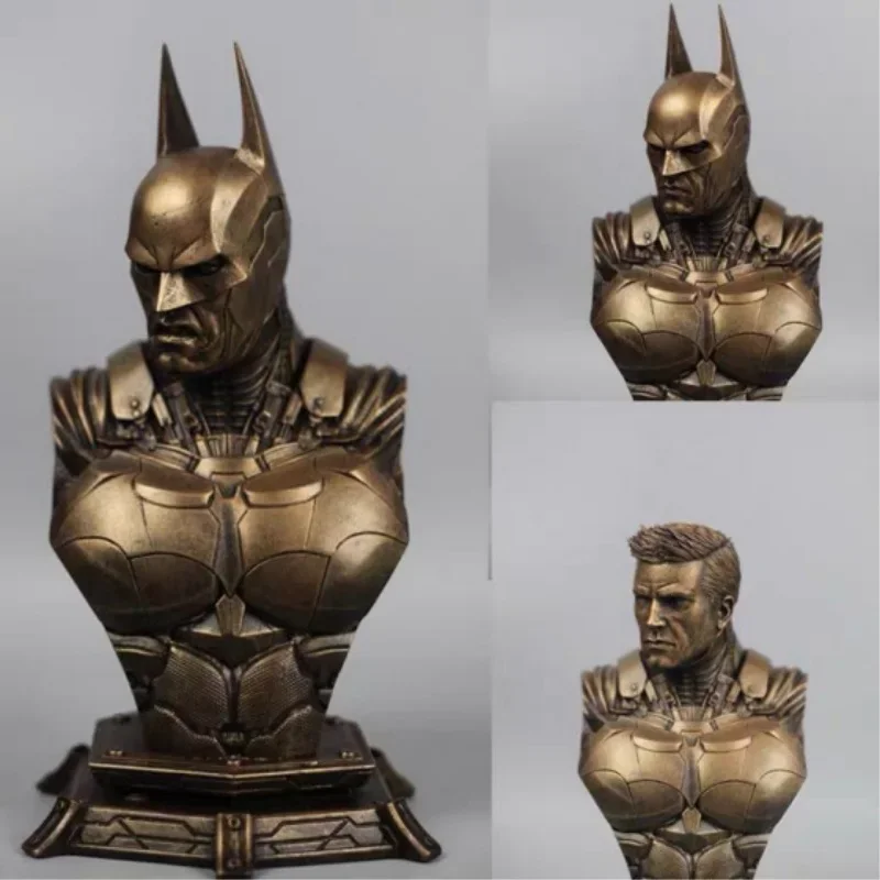 Batman Action Figures Arkham Knight Bust Sculpture Replaceable Head Imitation Copper Statue Collectible Model Home Decor Gift