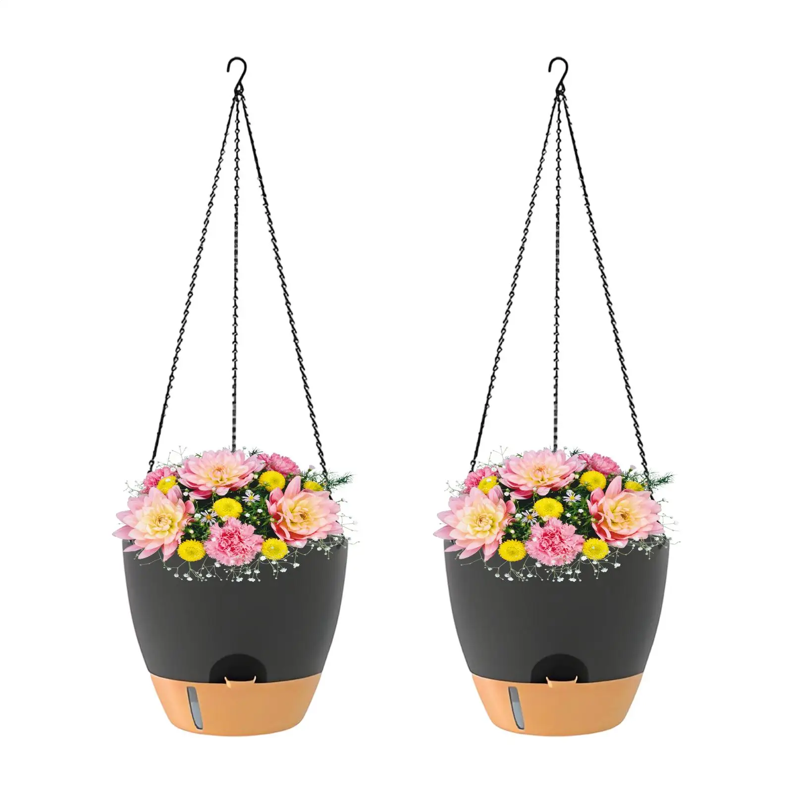 10 Inch Self-watering Hanging Basin 2 Pieces Flower Plants Pots With Reservoir Basket Plant Hanging Flowerpot for Window Sills