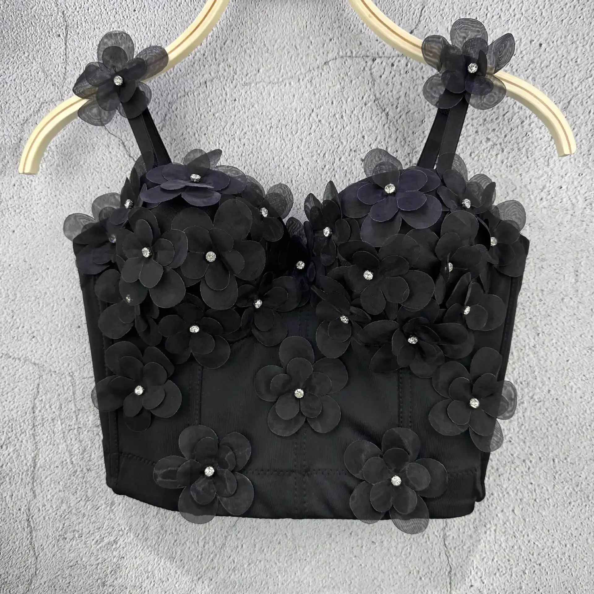 Flower Handmade Bead Sling Vest Short Fishbone Bust Performance Clothing Women's Clothing