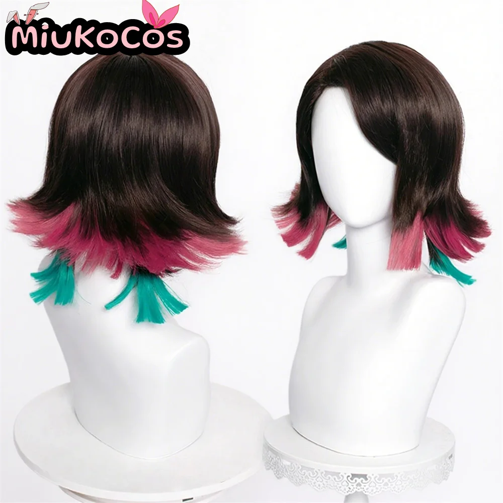 في المخزون Enmu شعر مستعار تأثيري MiukoCosplay أنيمي شيطان القاتل تأثيري