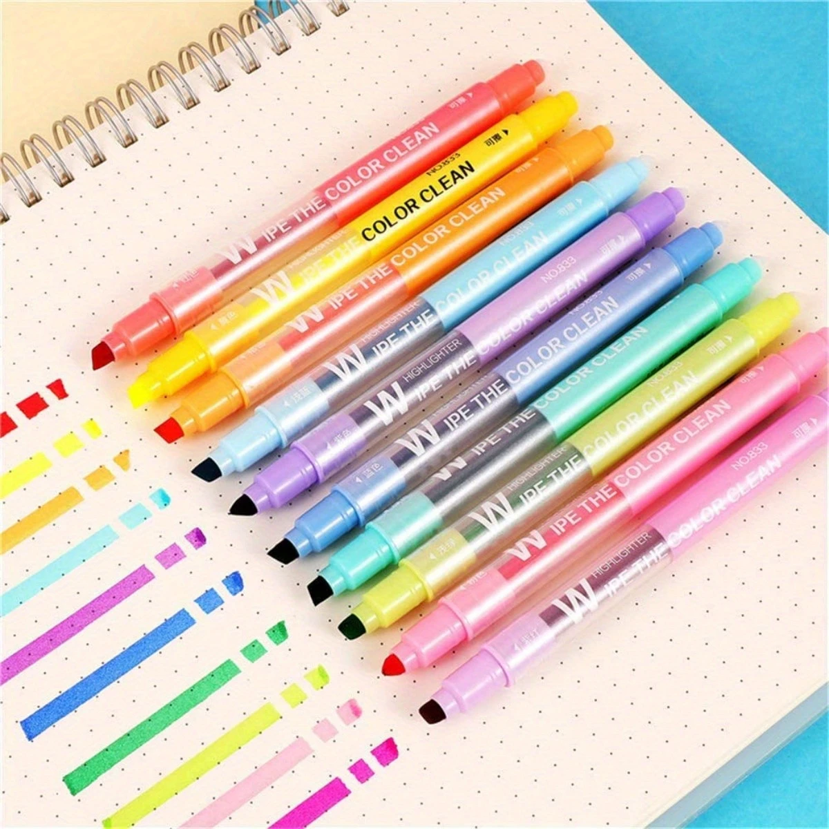 

Erasable Highlighters, Double Head Smooth Writing, Assorted Colors, Chisel Tip, No Bleed, Ideal for Bibles, Journals, School Sup