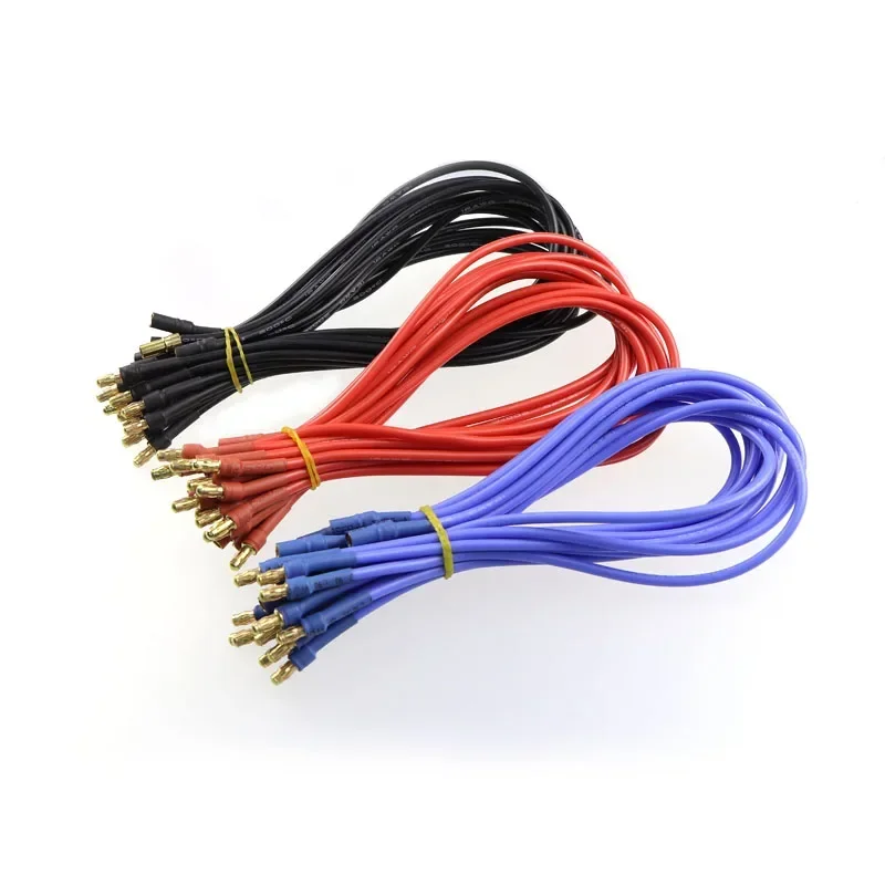 10PCS 3.5mm Banana Connector 16AWG Silicone Extension Wire 100mm / 200mm / 300mm / 400mm / 500mm