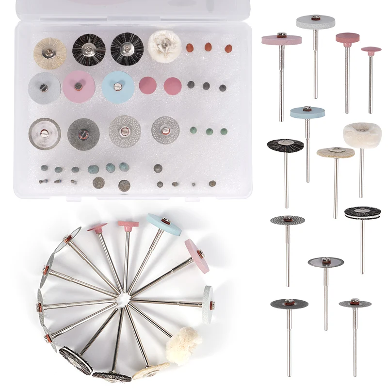 38Pcs/Set Dental Lab Polishing HP Kit 2.35mm Shank Ceramic Porcelain Grinding Dentist Tool Diamond Burs Brush Material