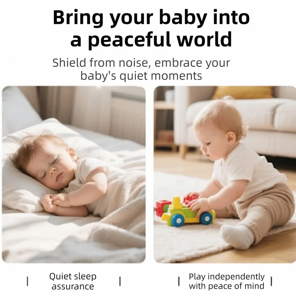 Adjustable Baby Ear Protection Earmuffs Lightweight Skin-friendly Noise Reduction Earmuffs Improves Sleep Durable Ear Defenders