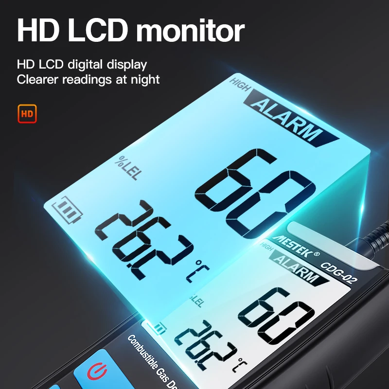 MESTEK CGD02 Handheld Carbon Monoxide Meter Portable CO Gas leak Detector Monitor Tester Gas Analyzer Combustible Gas Detector