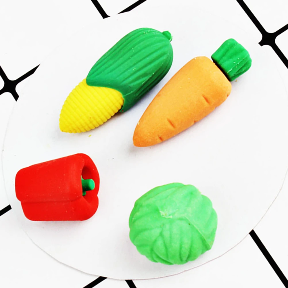 

4 Pcs Peppers Cartoon Vegetable Eraser Erasers for Kids Pencil School Supplies Toy Child