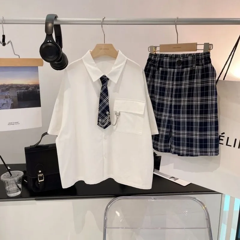 

Children's Summer Set Fashionable New Boys' Handsome Short sleeved Shirt+Shorts Tie 3-Piece Set