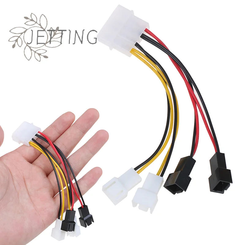 (SMTGDP11)1pc 4-Pin Molex To 3-Pin Fan Power Cable Adapter Connector 12v*2/ 5v*2 Computer Cooling Fan Cable For CPU PC Case Fan