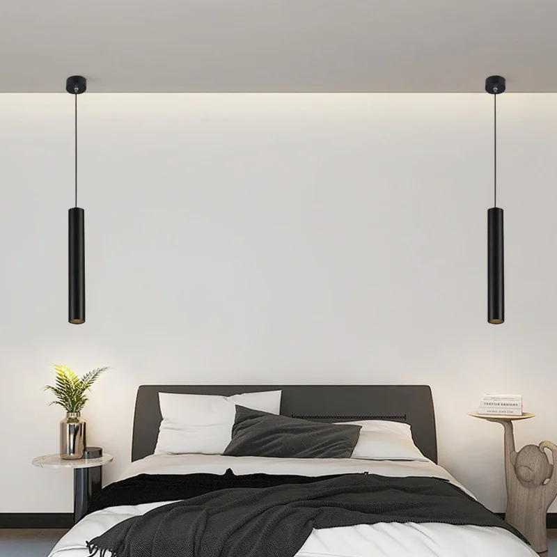 

Люстра для главной спальни, минималистичная одинарная головка, современный минималистичный фон, настенная барная стойка, прямой конус