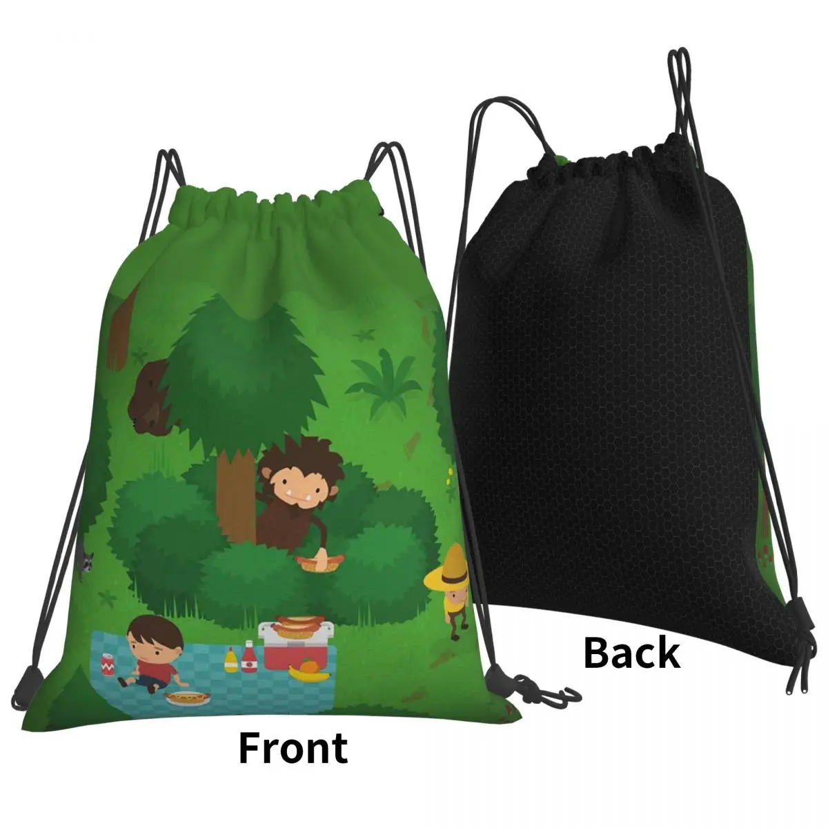 Sneaky Sasquatch Picnic Backpacks Casual Drawstring Bags Storage Bag Book Bags for Man Woman Students