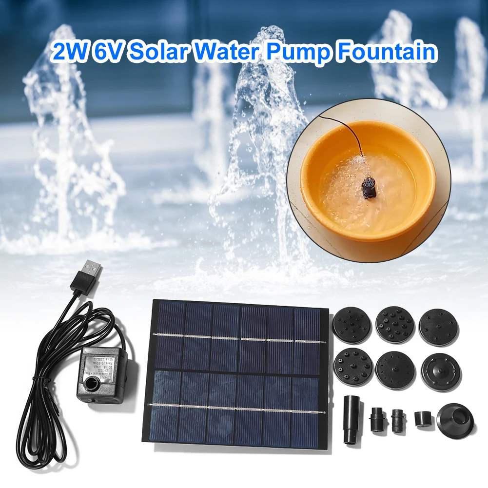 

2W 6V Water Fountain Pump Garden Patio Solar Fountain Water Pump Panel Home Garden Fish Pond Pool Watering Kits