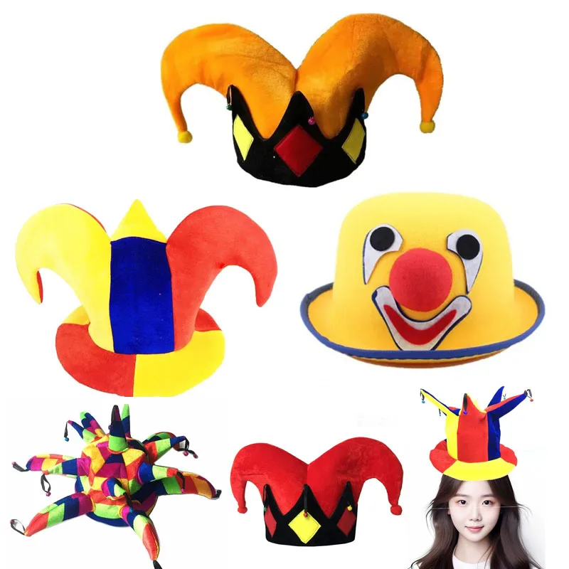 Cosplay per adulti Cappello da clown del circo Cappello da elfo divertente Atmosfera festa Carnevale Compleanno Costume cosplay Halloween Natale