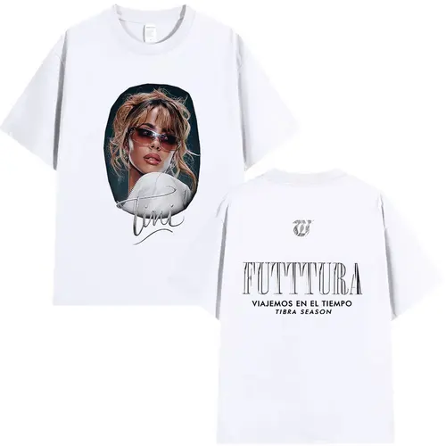 Imagen 2 del producto Camisetas gráficas de cantante Tini Stoessel Futtura Tour 2025, ropa Pop de moda para fanáticos de hombres y mujeres, camisetas Retro de algodón de gran tamaño