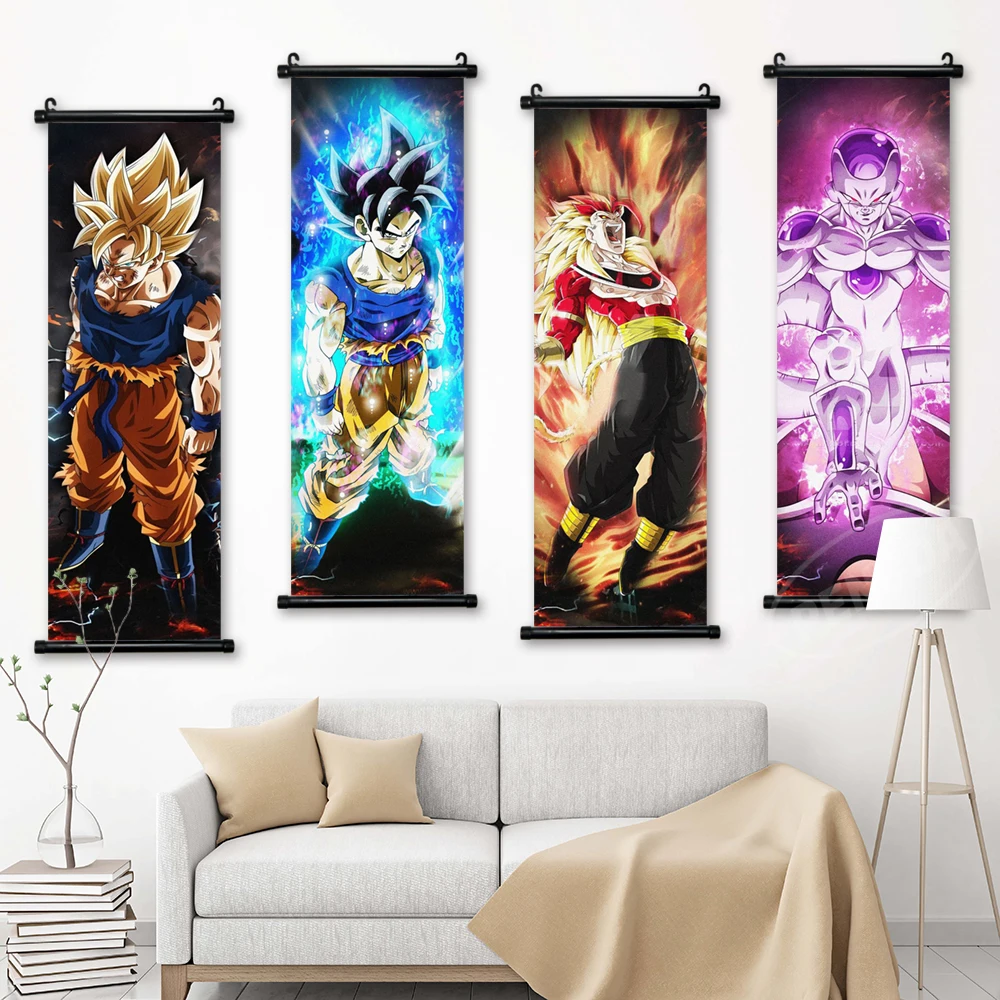 Canvas Print Animes Paintings Dragon Ball Poster Wall Goku Art Super Saiyan Picture Japan Home Decor Hanging Scrolls Living Room