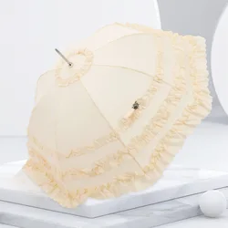 Schattige Prinses Kant Paraplu Lange Handvat Pagoda Parasol Gothic Lolita Huwelijk Grote Paraplu Semi-Automatische Wedding Paraplu