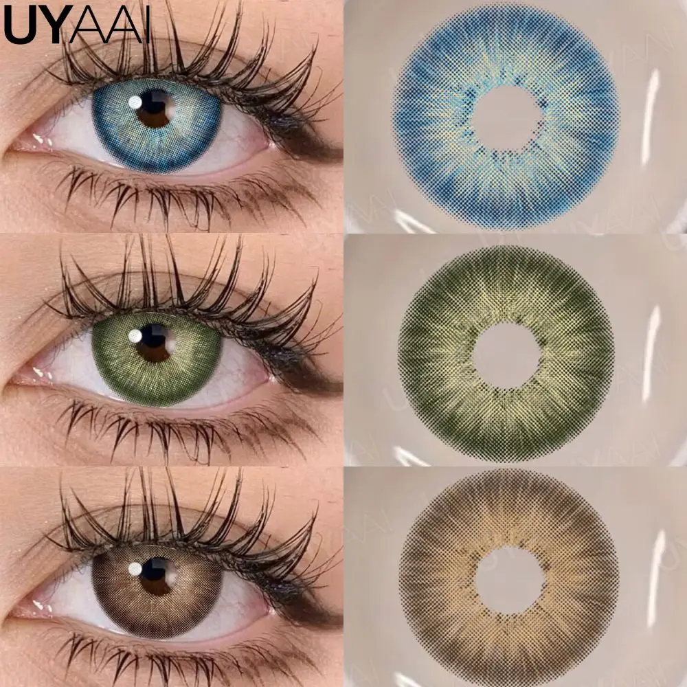 UYAAI Farbige Kontakt-Make-up-Augenfarbenlinsen, grüne Kontaktlinsen, natürliche schwarze Linsen, blaue Kontaktlinsen, Schönheit, farbige Pupille