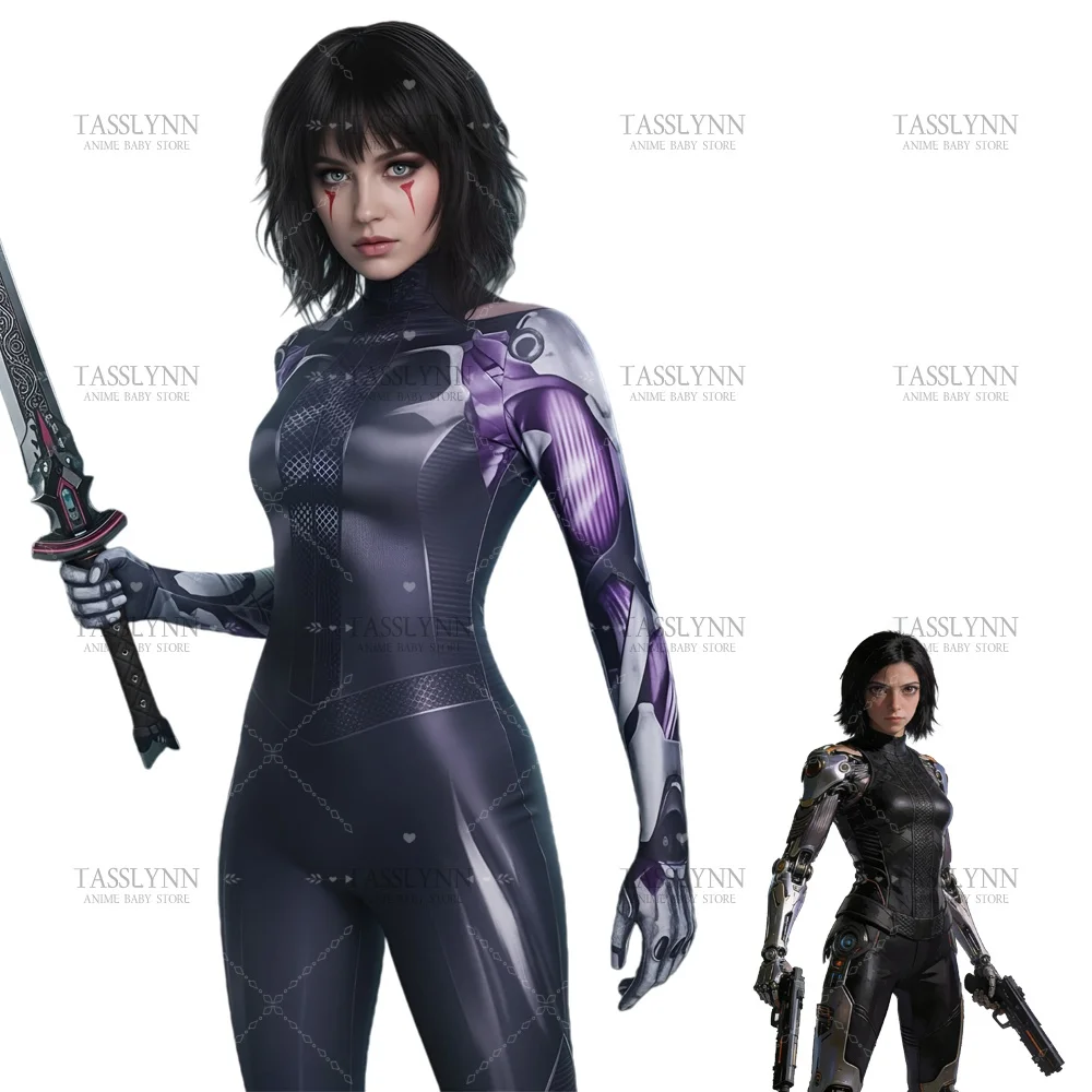 Alita Battle Angel Rosa Salazar Costumes Alita Cosplay Suit Cyberpunk Jumpsuit Halloween Party Performance Tight Catsuit view 2