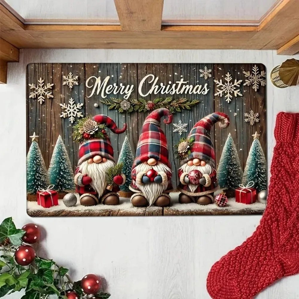 VIKAMA Three Saints Nicholas Doormat Non-Slip Merry Christmas Welcome Mat Entranceway Rug Suitable for Living Room Home Decor