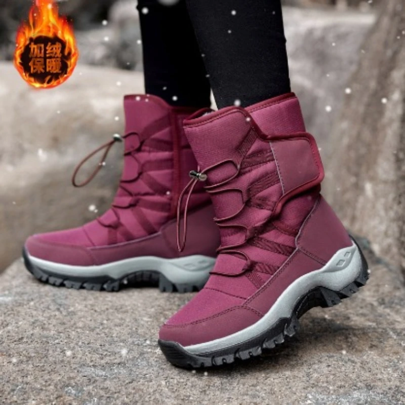 

Winter Large-Size Outdoor Snow Boots Travel Mid-Tube Men's Boots Fashionable And Comfortable Non-Slip Cotton Shoes Plus Velvet