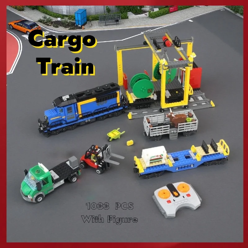 

Compatible with 60052 Cargo RC Train Building Block Train 1033 pcs Brick Toy Remote Control MOC Display Model Toy for Kids Gift