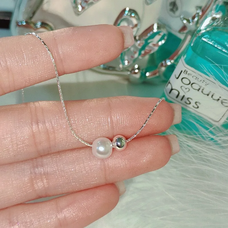 هدية عيد الميلاد 925 فضة رائعة اللؤلؤ قلادة الفرنسية خمر نمط طوق سلسلة مجوهرات فاخرة هدية عيد