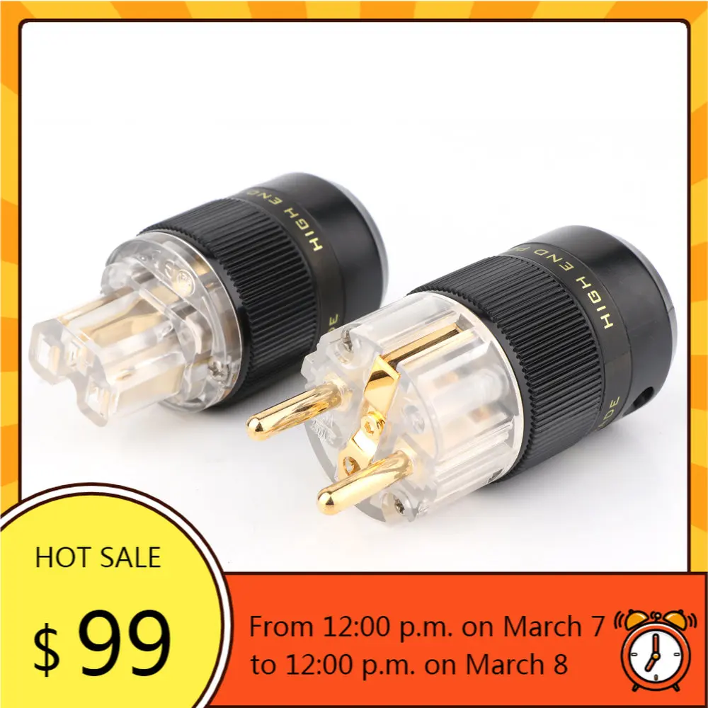 P078E High Quality Schuko Power Plug EU Plug Hifi European plug Male Female Power Plug 24K Gold/Rhodium/silver Plated HIFI diy