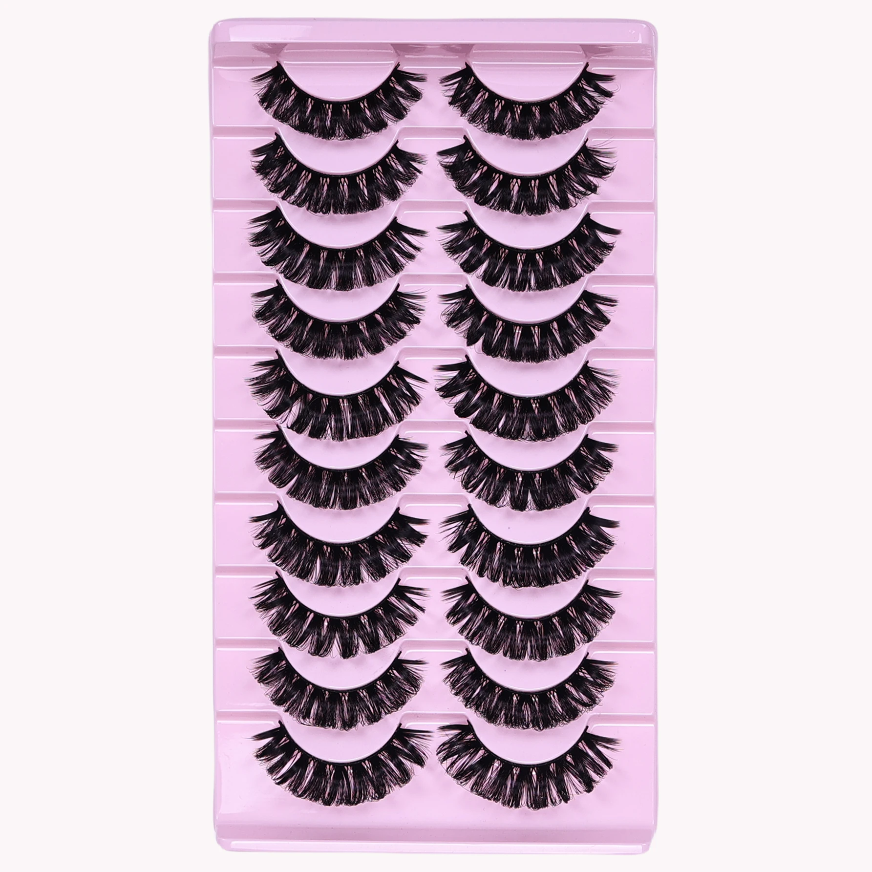 10 Pairs Russian Strip Lashes DD Curl Lashes 3D Eyelashes Reusable Fluffy False Lashes Russian Extensions