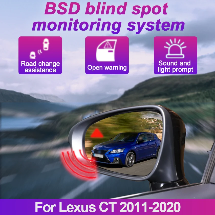 For Lexus CT 2011-2017 2018 2019 2020 BSD BSM blind spot Radar detection system 24GHZ Microwave Sensor Mirror light alarm