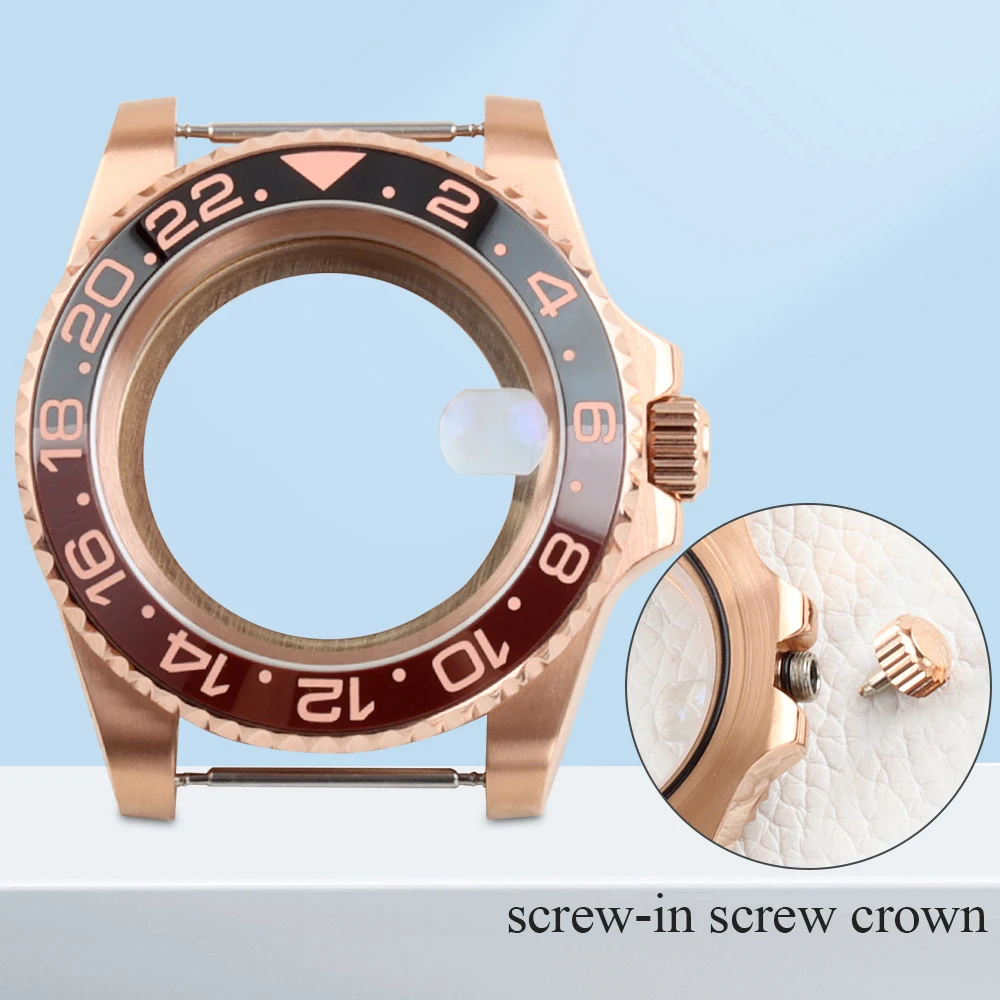 

Rose Gold 40mm NH35 Watch Case Sapphire Glass Solid 316L Stainless Steel for SUB GMT Yacht-Master NH34 NH35 NH36 NH38 Movement
