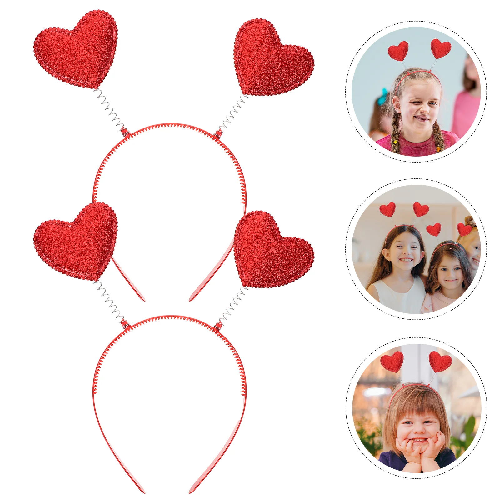 

2Pcs Glitter Heart Headbands Heart Hair Accessories Party Wedding Birthday Hair Hoop for Girls Valentines Bopper