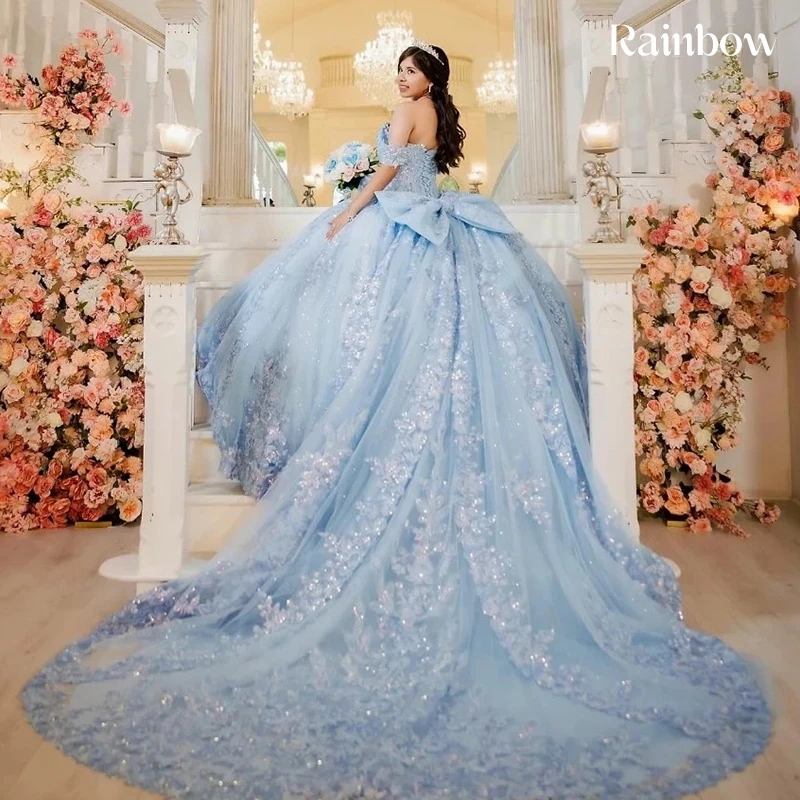 

Off The Shoulder Quinceneara Dress Ruffled Organza With Embroidered Lace Prom Party Gown Sleeveless Customized Vestido De Noche