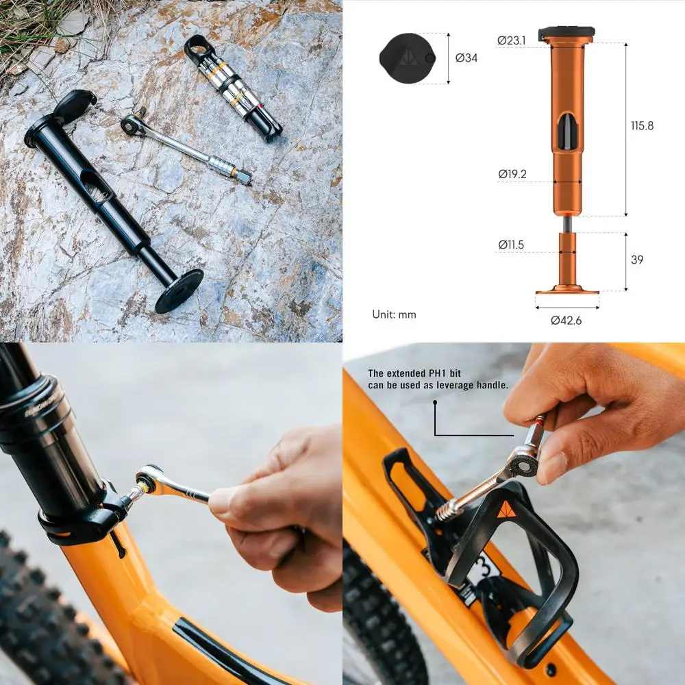 أداة متعددة للدراجة السقاطة Stash RT مع 9 قطع مخزنة داخلية لتوجيه الشوكة المدببة - حامل أدوات محمل بنابض لسهولة الوصول - Com #1